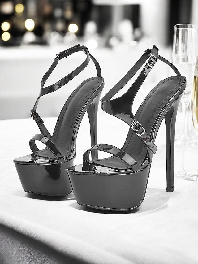 Women's High Sandals Platform Heel Black