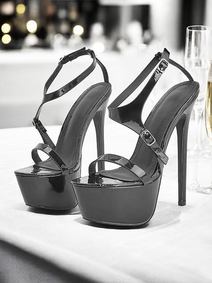 Women's High Sandals Platform Heel Black