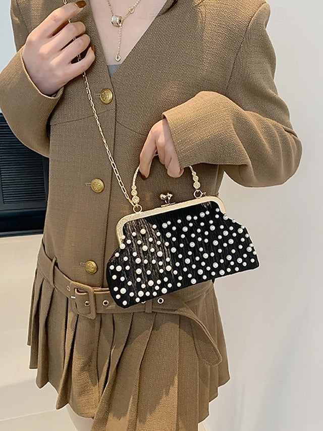 Clutch Elegant Evening – Women's Bag Beaded Pearl Vintage