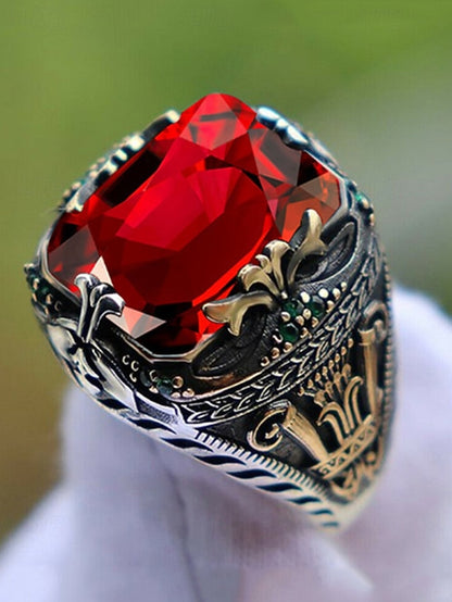 Gemstone Ring Alloy Men's