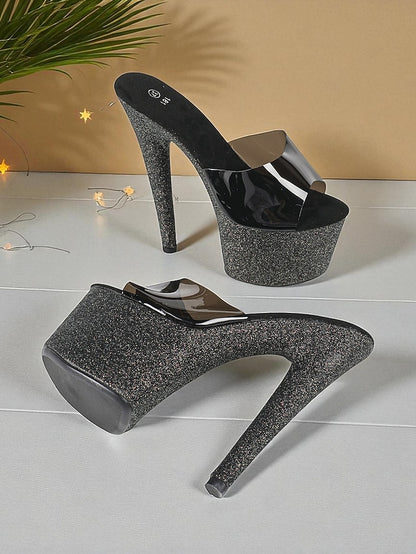 Red Stiletto Heels Women's Platform Glitter