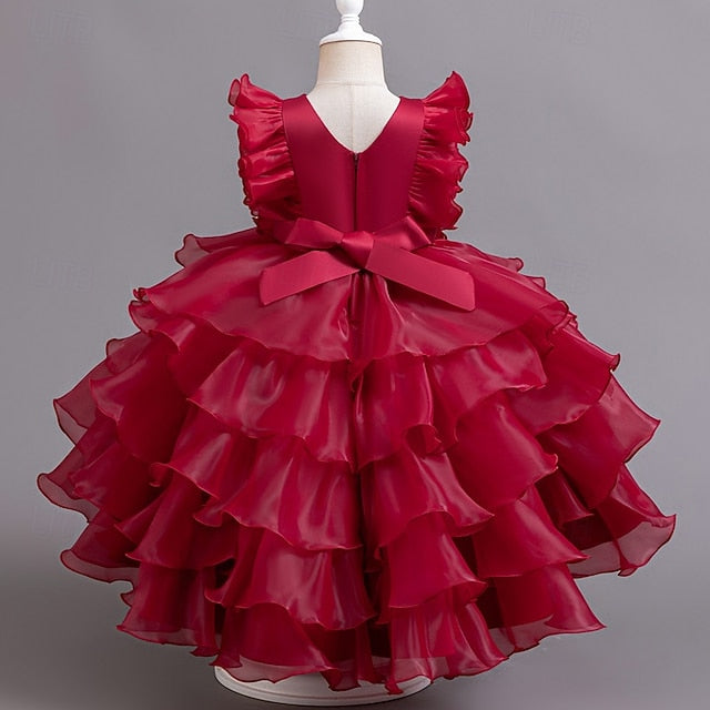 Kids Floral Dress Party Girls' Asymmetrical