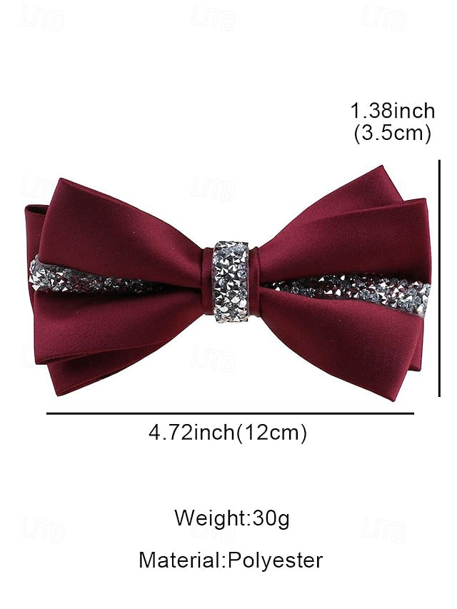 with Crystal Embellishment Bow Burgundy Tie – Satin Elegant