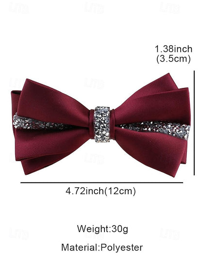 with Crystal Embellishment Bow Burgundy Tie – Satin Elegant
