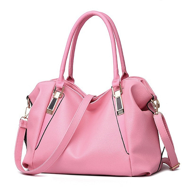 Handles Women’s and Top Faux with Handbag Black Leather