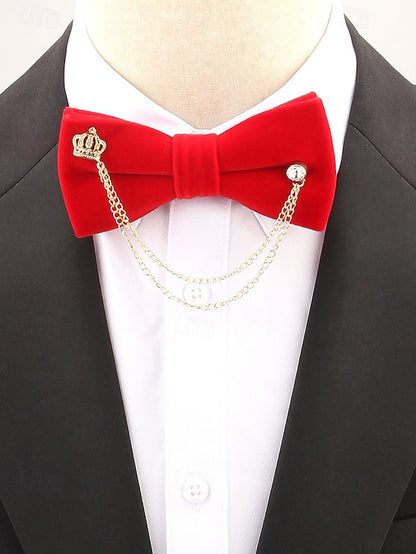 Tie – Chain Velvet Crown Detail and with Men's Bow