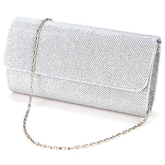 – Evening Clutch Purse Silver Elegant Women's Glitter