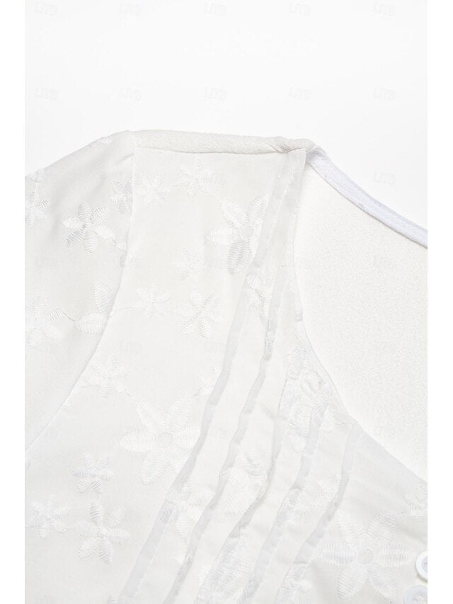 Women's Cotton Dress Sundress White Floral Midi Dress