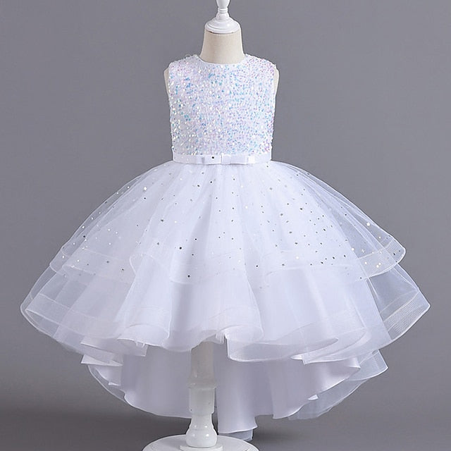 Kids Solid Party Girls' Color Sleeveless Dress