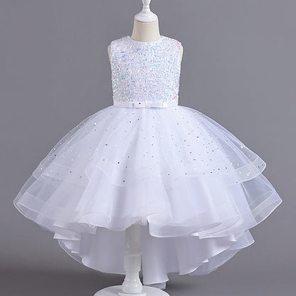 Kids Solid Party Girls' Color Sleeveless Dress