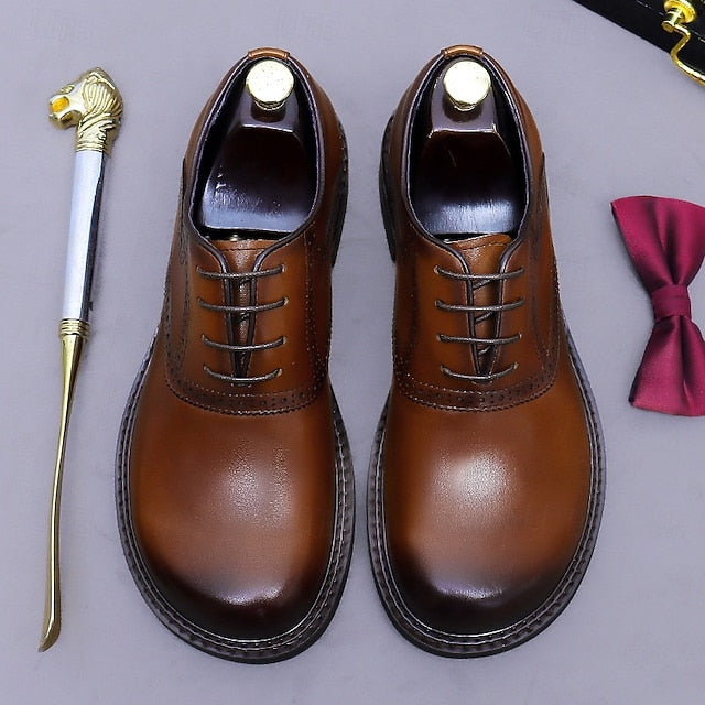 First Oxford Genuine Shoes- Men's Dress Layer Leather