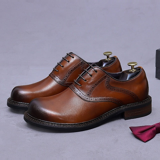 First Oxford Genuine Shoes- Men's Dress Layer Leather