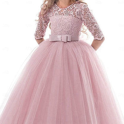 Wedding Girls' Dress Colored Girl Kids Solid Flower