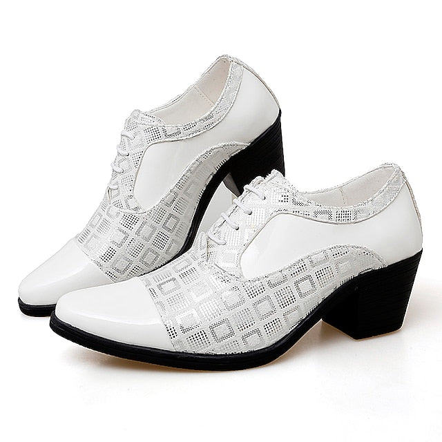 and Men's Block Shoes Oxford Black Red Leather Patent Heel