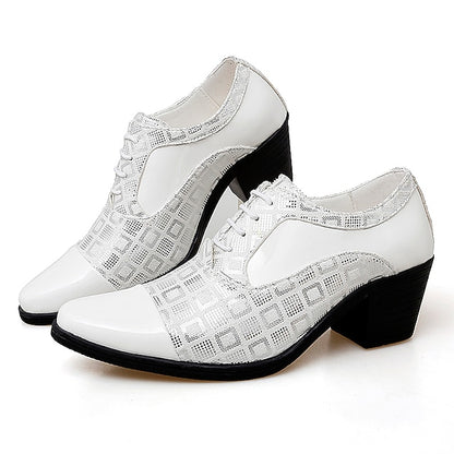 and Men's Block Shoes Oxford Black Red Leather Patent Heel