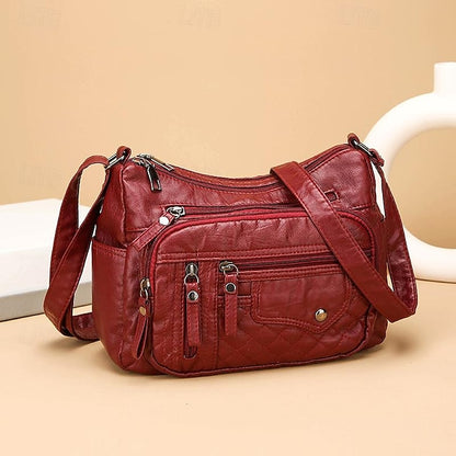 Sac bandoulière matelassé en similicuir pour femme avec plusieurs compartiments