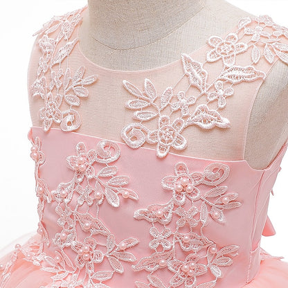 Girls' Sleeveless Color Dress Party Kids Solid