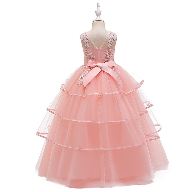 Girls' Sleeveless Color Dress Party Kids Solid