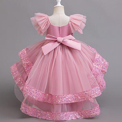 Dress Sleeveless Sequin Wedding Girls' Special Kids Party