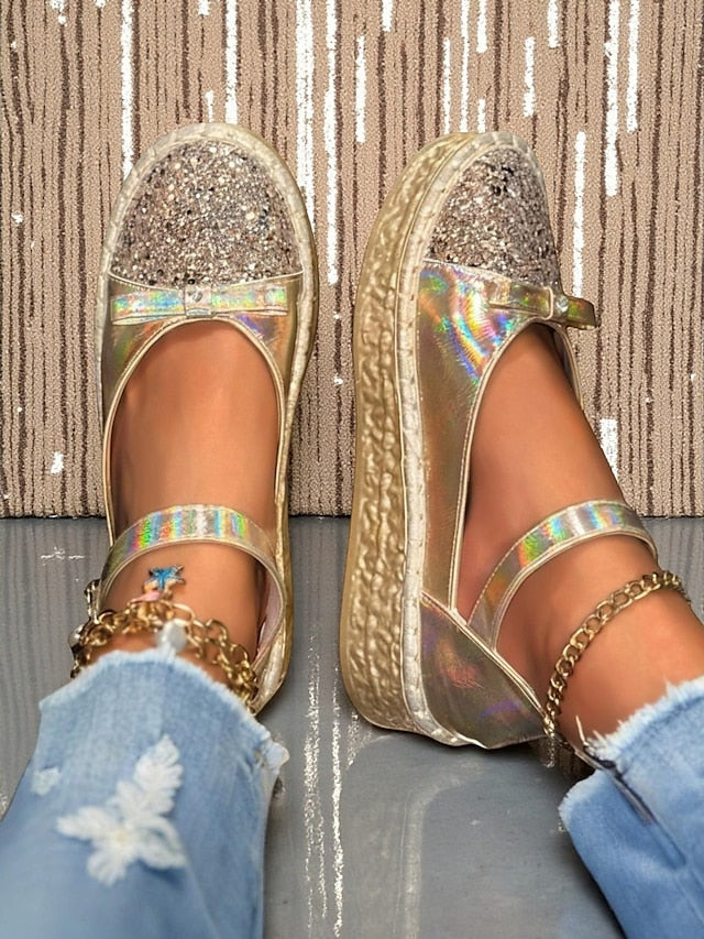 Shoes Women's Holographic Platform Jane Glitter Mary