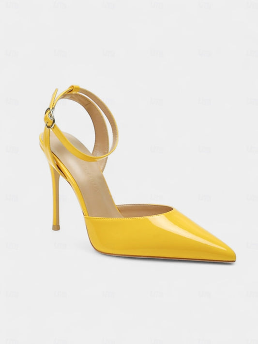 Stiletto Heels - Slingback Patent Nude Leather Women's