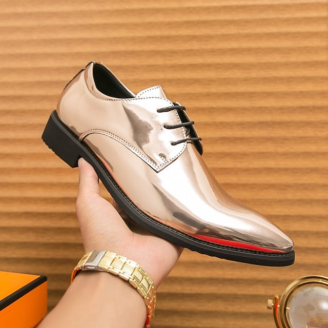 for Formal Shoes Glossy Leather Patent – Green Lace-Up Men