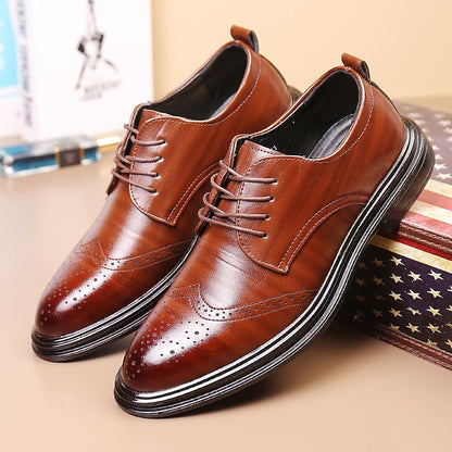 Shoes Faux Brown – Classic Dress Brogue Leather Men's