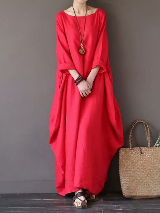 Women's Black White Red Summer Spring Fall Maxi long Dress