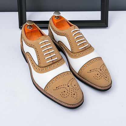 and Brogue Brown Shoes with White Oxford Classic Men's