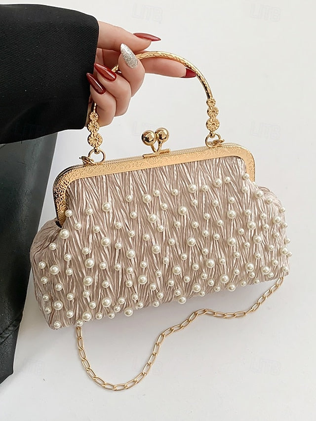 Clutch Elegant Evening – Women's Bag Beaded Pearl Vintage