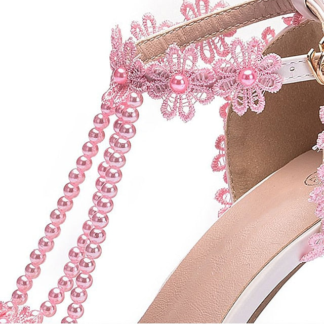 Wedding Shoes Heel Pointed High Women's Lace Bridal