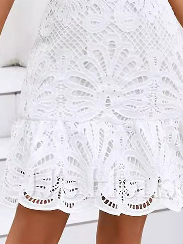 Women's Mini Dress A Line Dress Summer Dress Eyelet Dress