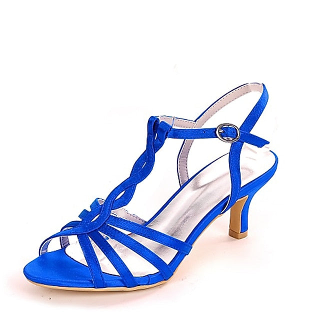 Sandals Strappy Women's – Satin Mid-Heel Purple Elegant