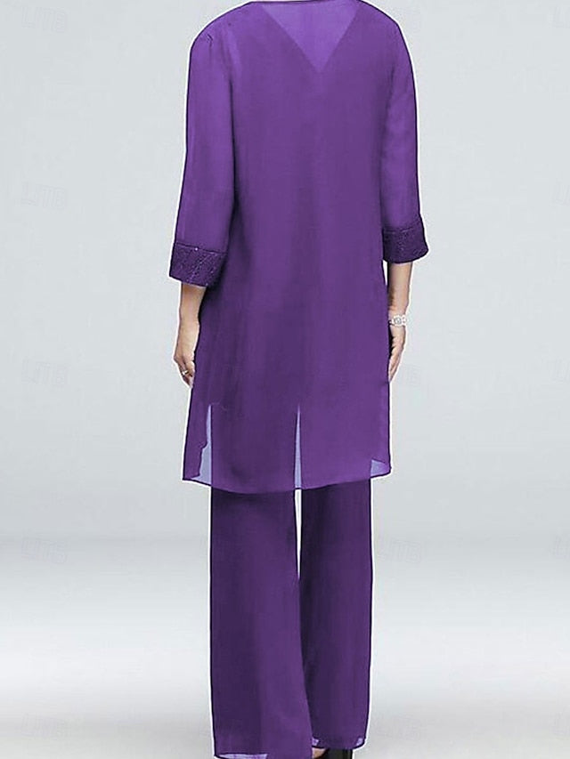 Dress Neck Vintage Crew Elegant 3 Piece Bride of the Mother