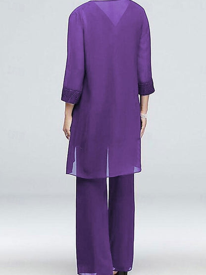 Dress Neck Vintage Crew Elegant 3 Piece Bride of the Mother