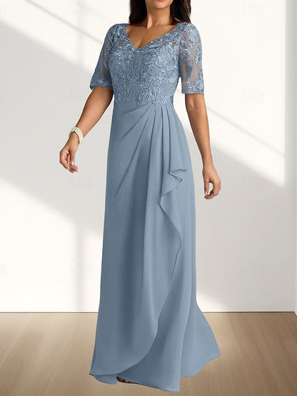 Mother Dress Guest Elegant the V Wedding Neck of Bride A-Line