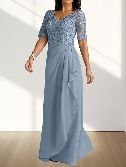 Mother Dress Guest Elegant the V Wedding Neck of Bride A-Line