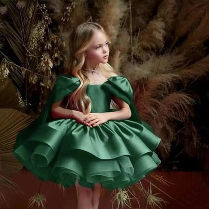 Girl Girls' Party Solid Dress Color Flower Kids