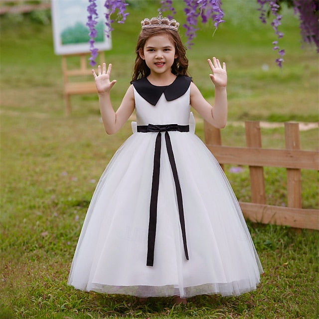 Girls' Party Kids Performance Color Dress Block Sleeveless