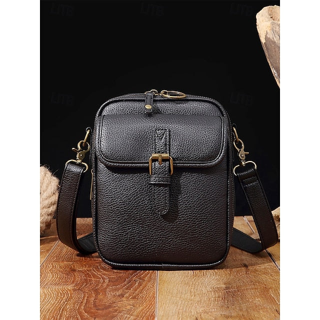 Bag Front Brown with Faux Vintage Leather Women's Crossbody