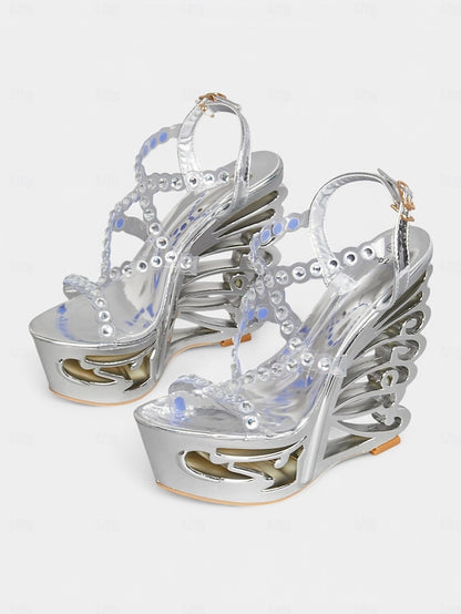 for – Rhinestone Sandals Women Silver Stiletto Dance Elegant