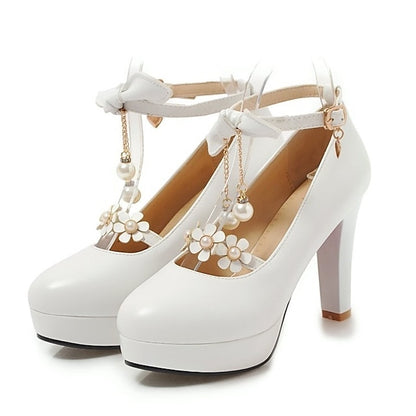 Girls'  Platform Heels White Wedding Mary Elegant Jane