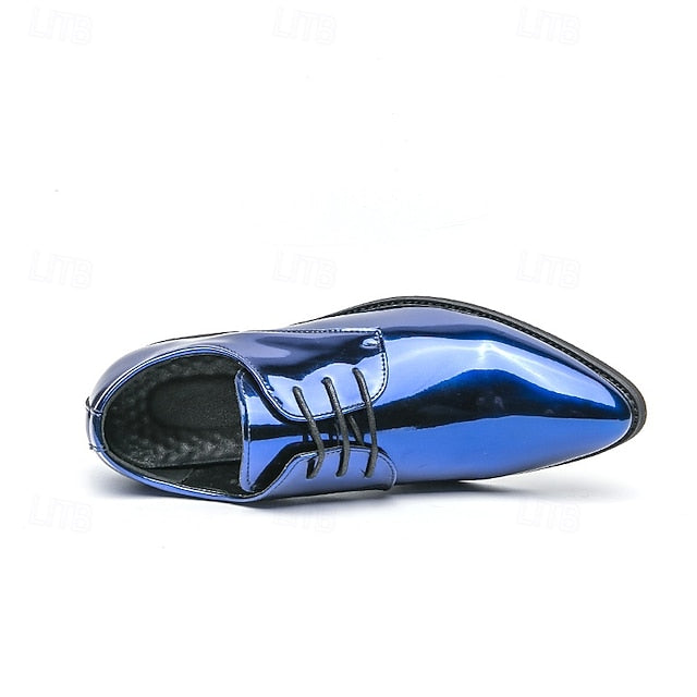 for Formal Shoes Glossy Leather Patent – Green Lace-Up Men
