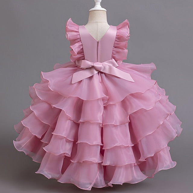 Kids Floral Dress Party Girls' Asymmetrical