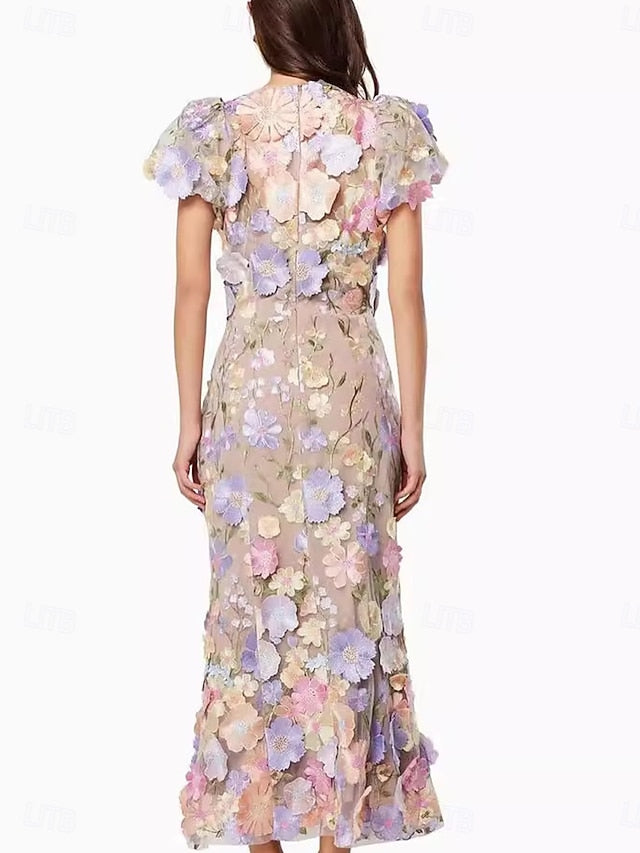 Mermaid Floral Embroidered Lace Dresses Elegant Dress Wedding