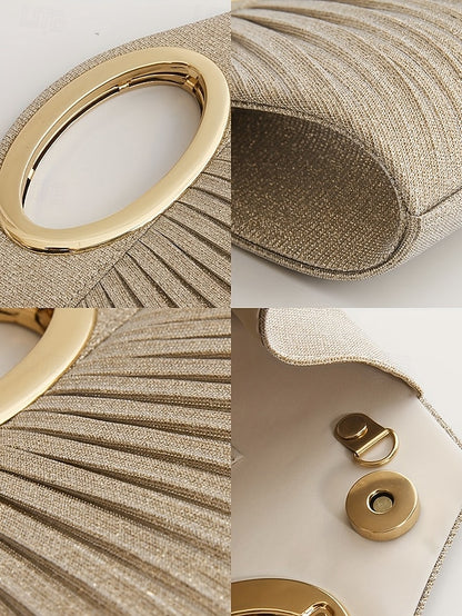 Handle Bag Women's Clutch with Evening Gold Glitter