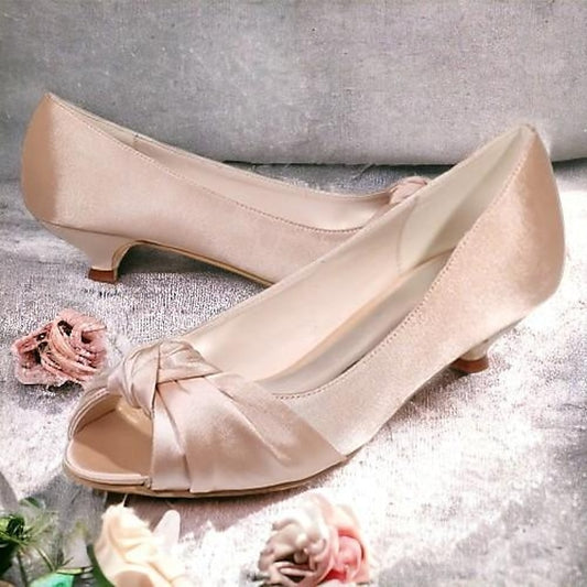 Kitten Satin Elegant Peep-Toe Heels Women's Pink - Blush