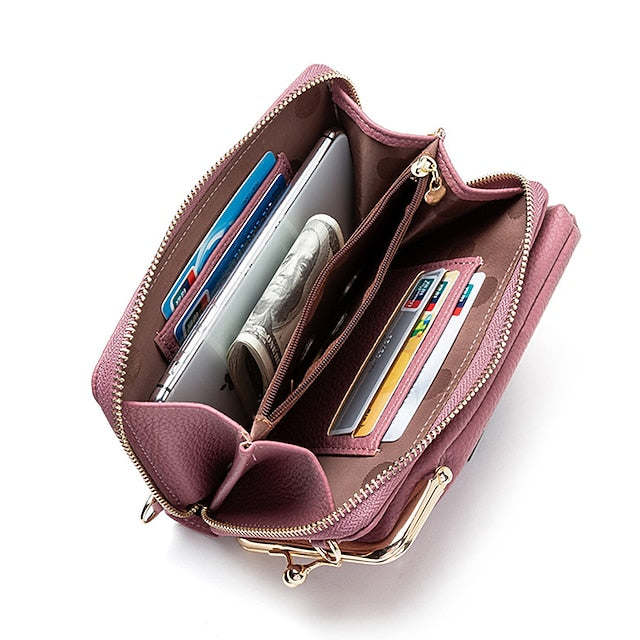 Tasche Gold Damen Kunstleder mit Rahmen Schwarz Crossbody