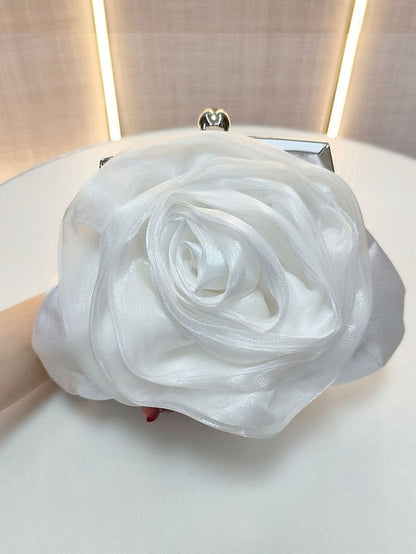 Purse Satin Flower Clutch Rose Women's – Evening Elegant