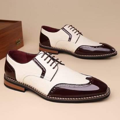 Faux Leather Shoes and White Oxford Wingtip Burgundy Men's